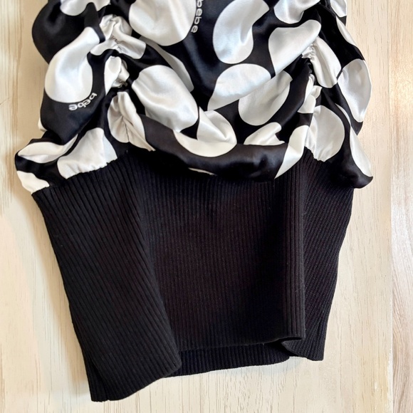 Vintage Women's Small Black and White Polka Dot Silky Ruched Tank Top - Picture 8 of 8